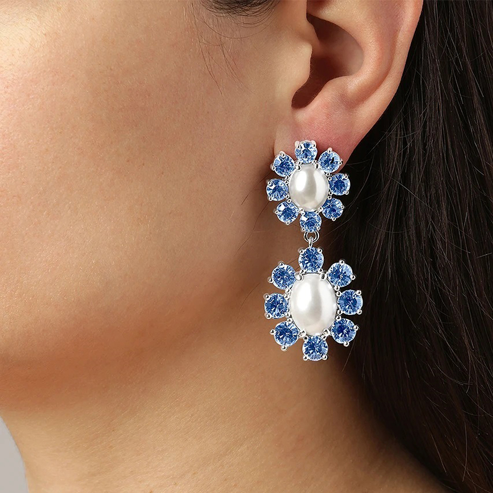 Серьги Dyrberg Kern LINA SS LIGHT SAPPHIRE / CRYSTAL 460505