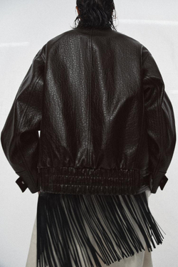 ZARA КУРТКА ИЗ ИСКУССТВЕННОЙ КОЖИ — ZW COLLECTION, КОРИЧНЕВЫЙ