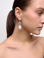 Серьги "Caramel eye pearl" Silver