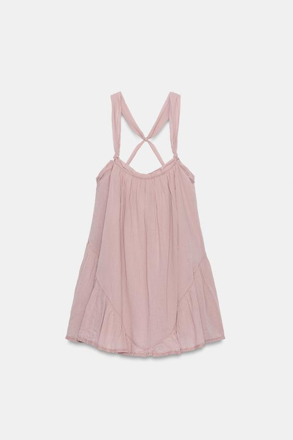 ZARA МИНИ-ПЛАТЬЕ НА БРЕТЕЛЯХ ИЗ ШИФОНА, СИРЕНЕВЫЙ