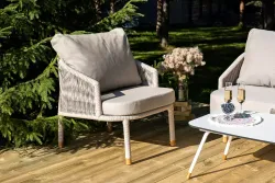 "Верона" лаунж-зона 5-местная плетеная из роупа (веревки), каркас алюминиевый белый, роуп бежевый