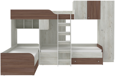 Кровать-чердак КарИВи Трио 2 Винтерберг Бодего Темный