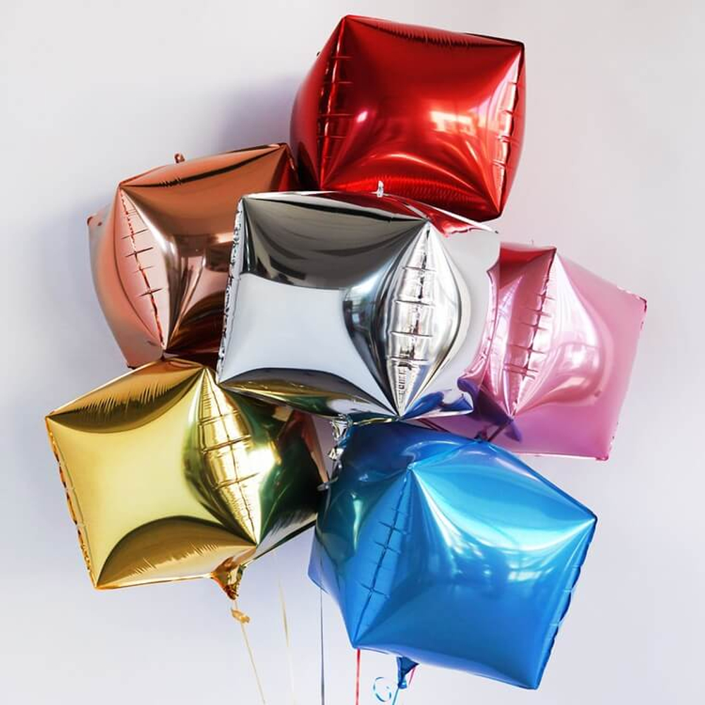 Шар 3D Куб красный 50 см