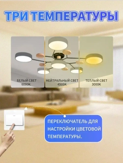 Люстра потолочная светодиодная, светильник потолочный 6 плафонов, 72 Вт, серый, AYHOME