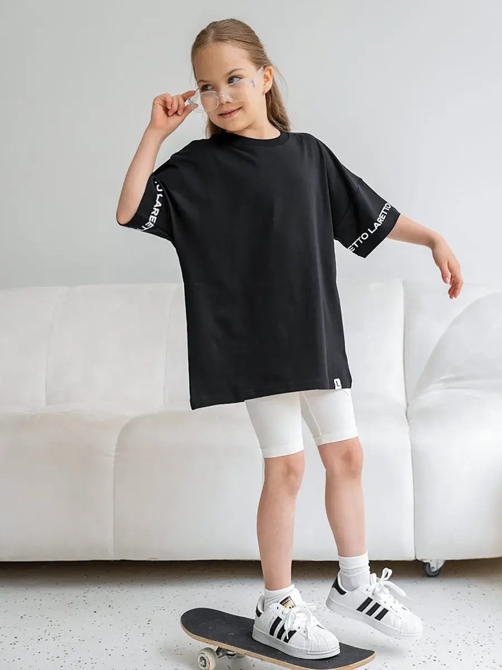 Летний костюм для девочки с велосипедками