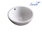 Раковина CR1001 накладная, белая, круглая, с переливом 450х450х170 Ceruttispa