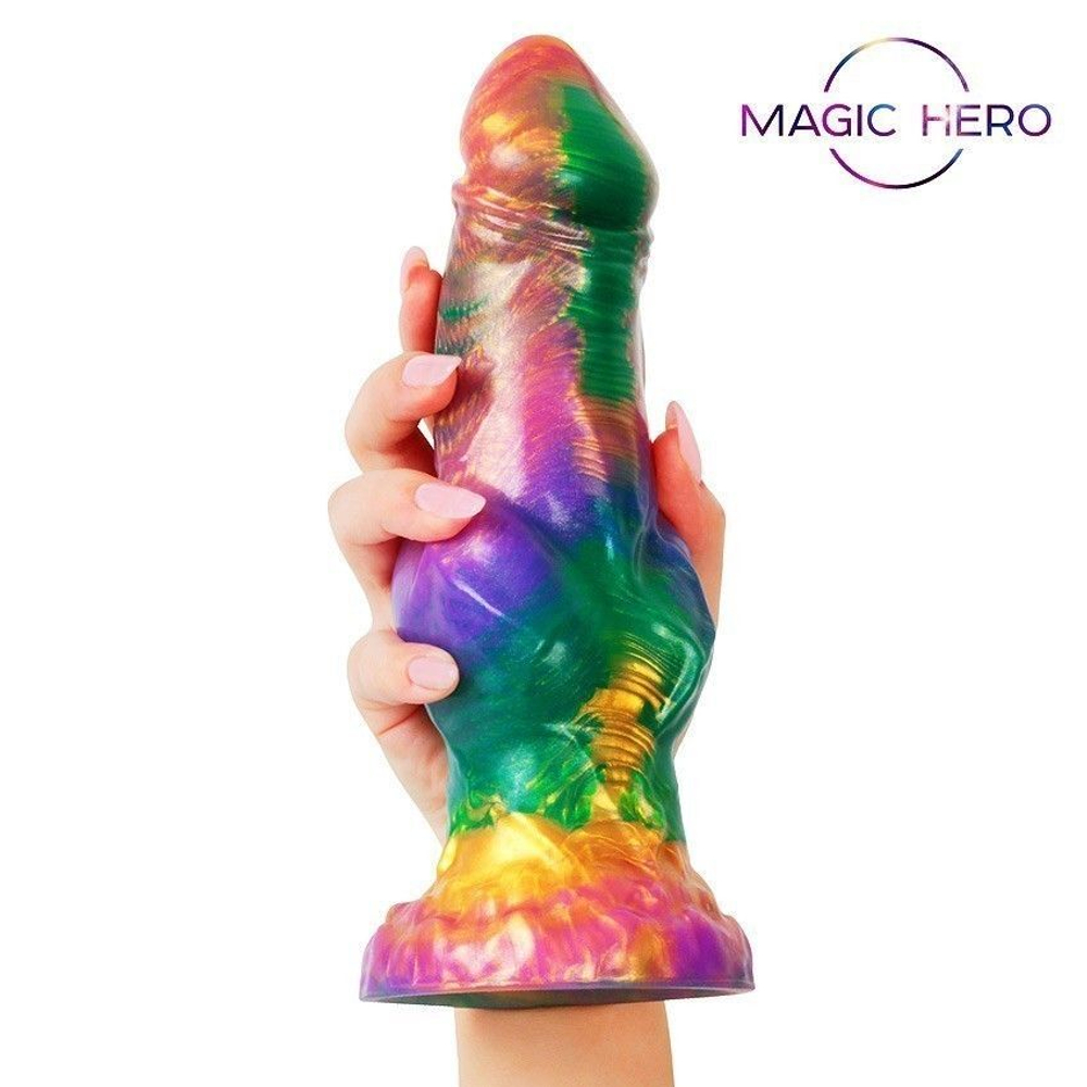 Разноцветный фантазийный фаллоимитатор на присоске - 24 см. (Цвет: разноцветный)