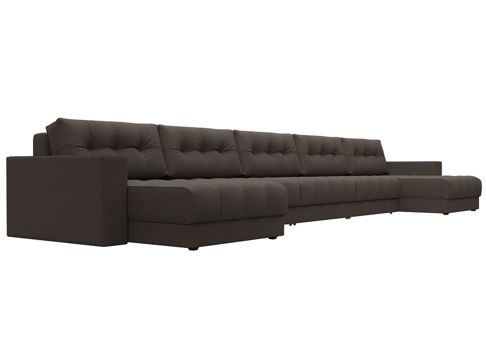 Диван П-образный с декором Лига-049 НПБ Мегалонг, Амур 05 РОГОЖКА коричневый