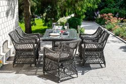 "Латте" обеденная группа плетеная, цвет графит