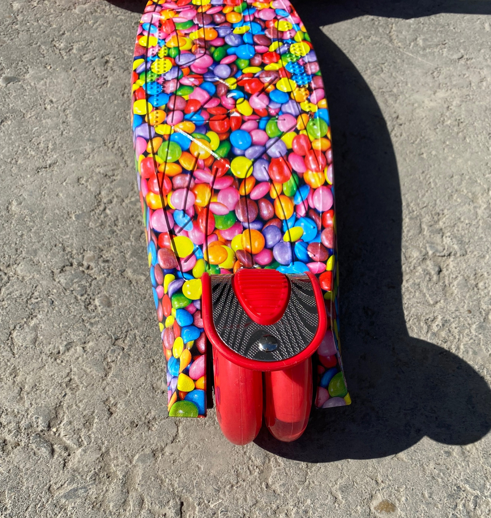 RR2-S/RR2-1/Самокат четырехколесный колеса: PU, светящ. d120 d76 мм., Руль: 66-87 см 60 кг, красный