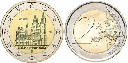 Германия 2 евро, 2021 Федеральные земли Германии - Саксония-Анхальт