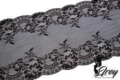 03-222 Кружево эластичное 22 см, черный/телесный