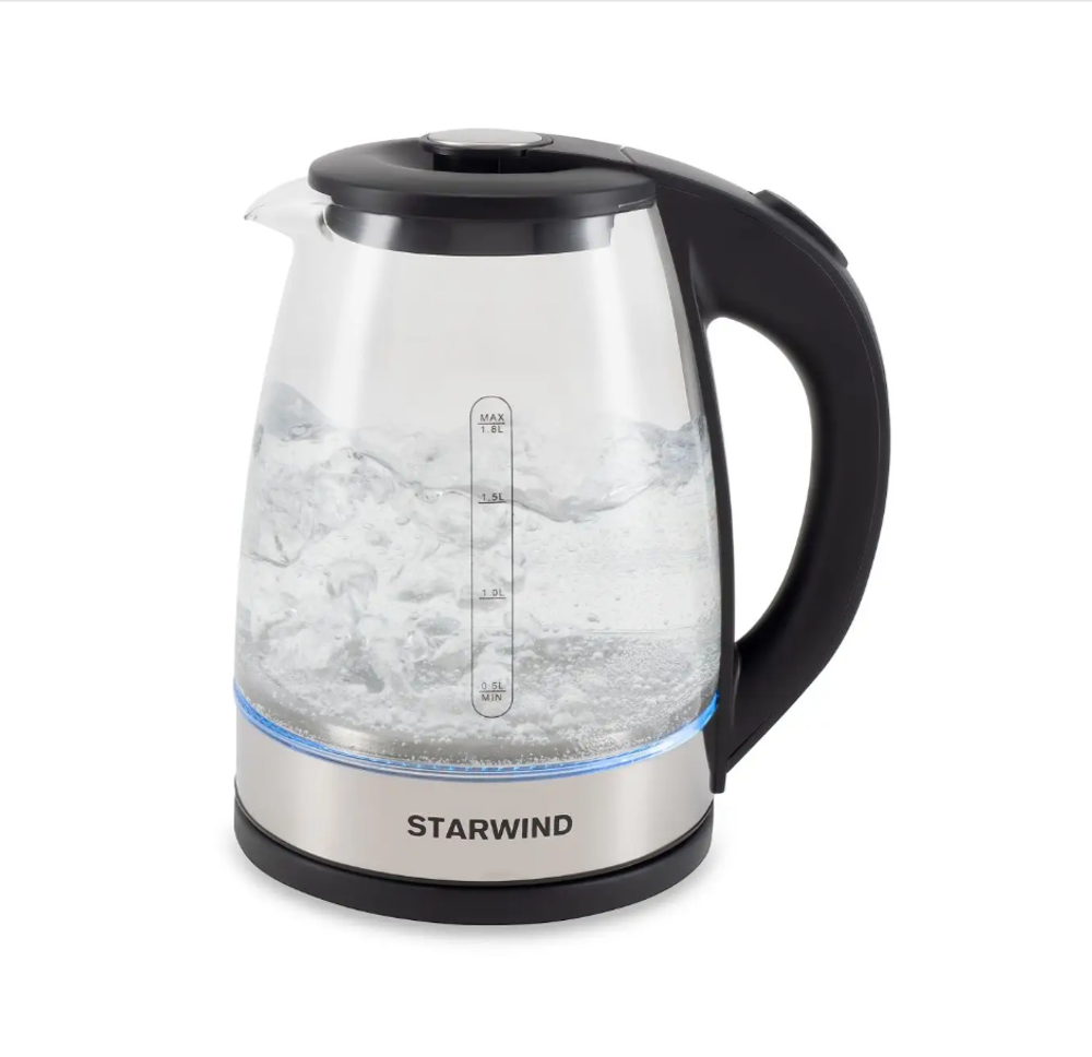 Чайник Starwind SKG-2775 черный/серебристый, стекло