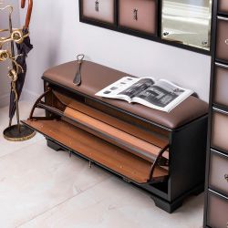 Банкетка Пандора 4 с обувницей Орех Оберджин Шоколад