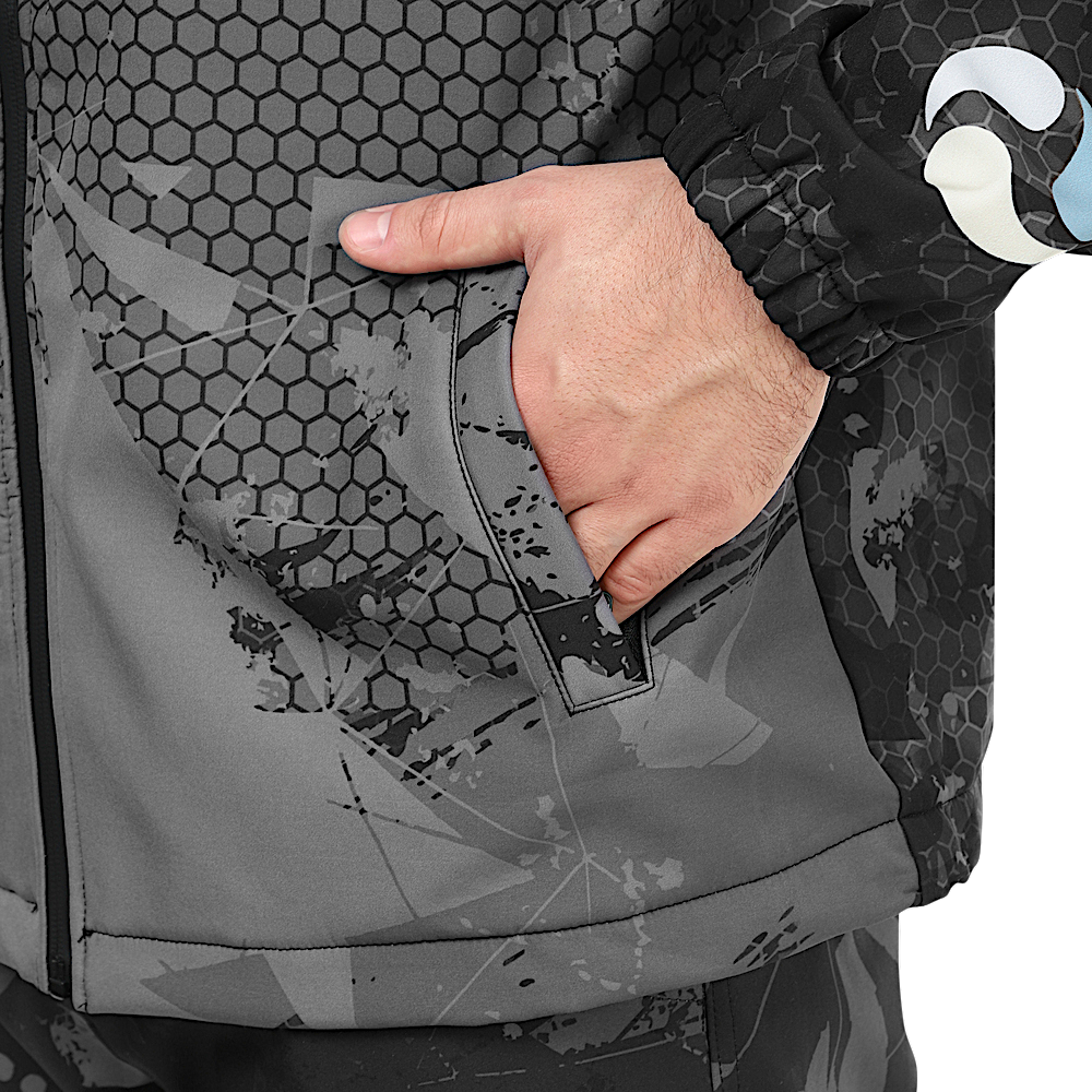 Костюм Aquatic К-23 цвет Camo Black фирменная печать Soft-Shell 10/10 -