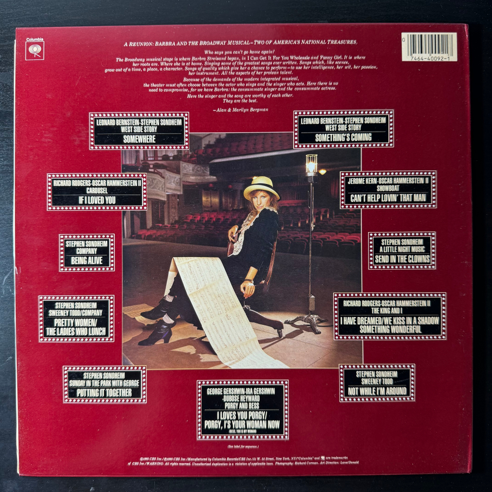 Barbra Streisand ‎– The Broadway Album (США 1985г.)