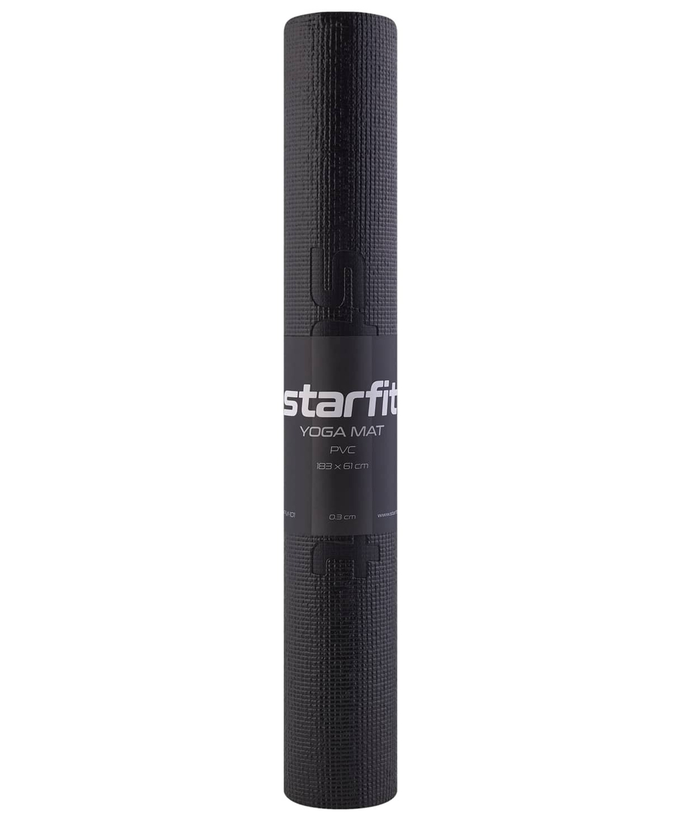 Коврик для йоги STARFIT FM-101 PVC 183x61x0,3 см, черный