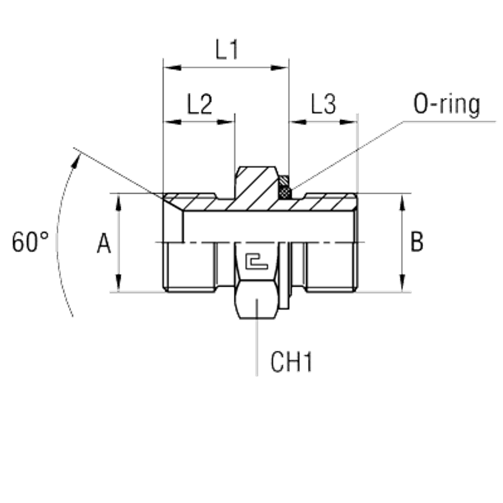 Штуцер FH BSP 1.1/2" BSP 1.1/2" o-ring