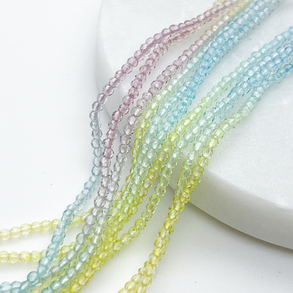 Бусины Градиент, окрашенное стекло, цвет розовый+голубой+желтый, размер 2 мм, цена за нить 36 см