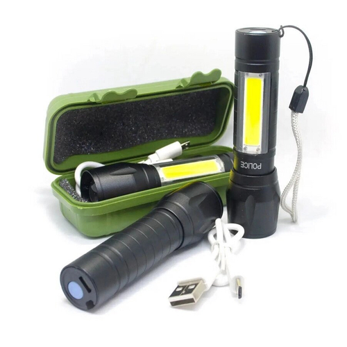 Фонарь светодиодный 3 реж. в контейнере с USB проводом ММ