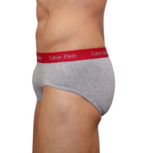 Мужские трусы брифы Calvin Klein Brief серые с красной резинкой CK00465