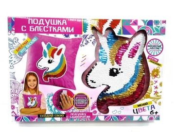 Подушка с блестками Единорог