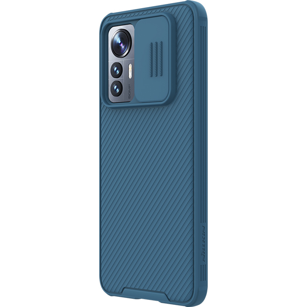 Синий усиленный чехол от Nillkin CamShield Pro Case для смартфона Xiaomi Mi 12 Lite 5G, с защитной шторкой для камеры