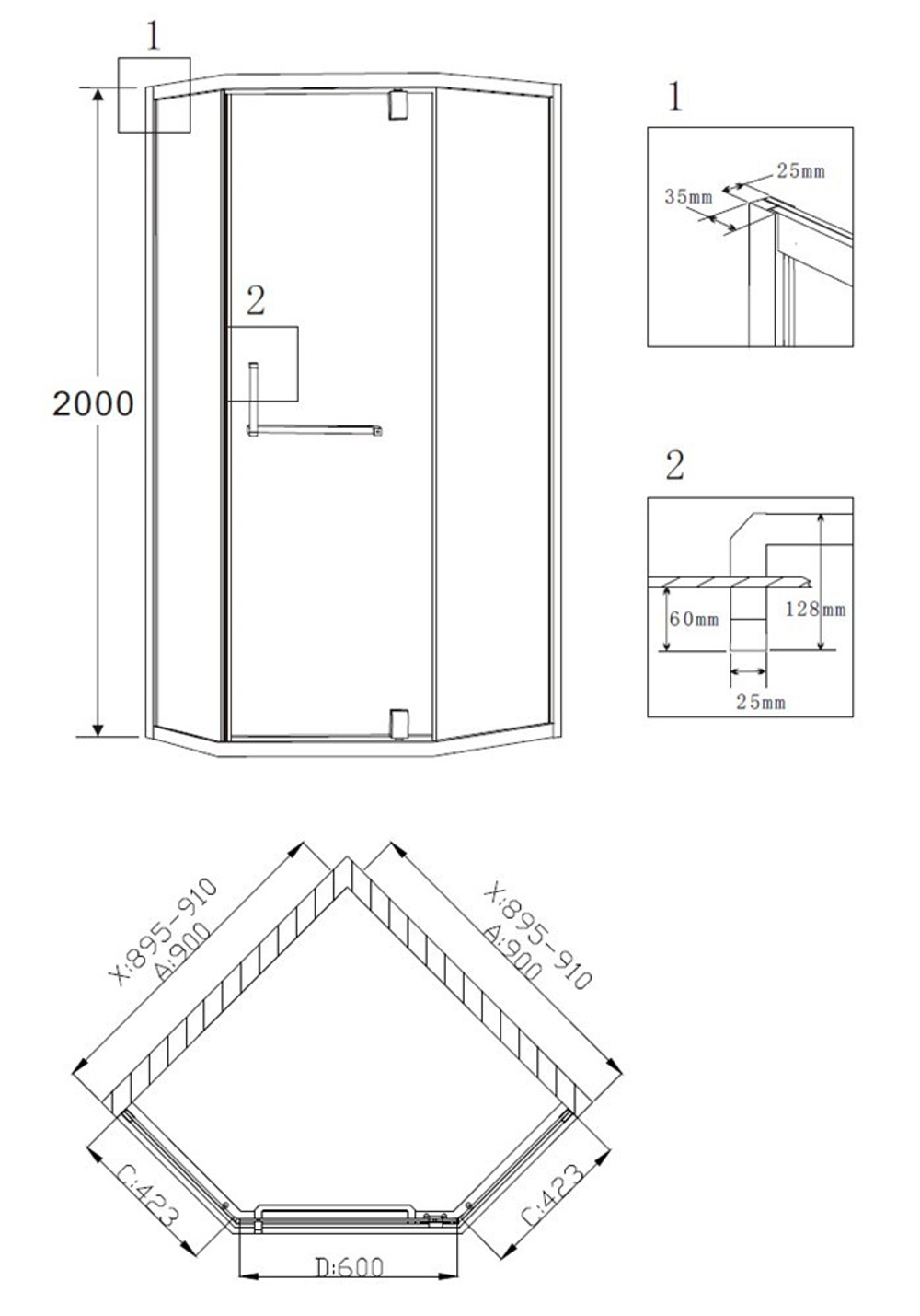 Душевой уголок 90x90 GROSSMAN Pragma PR-90GD