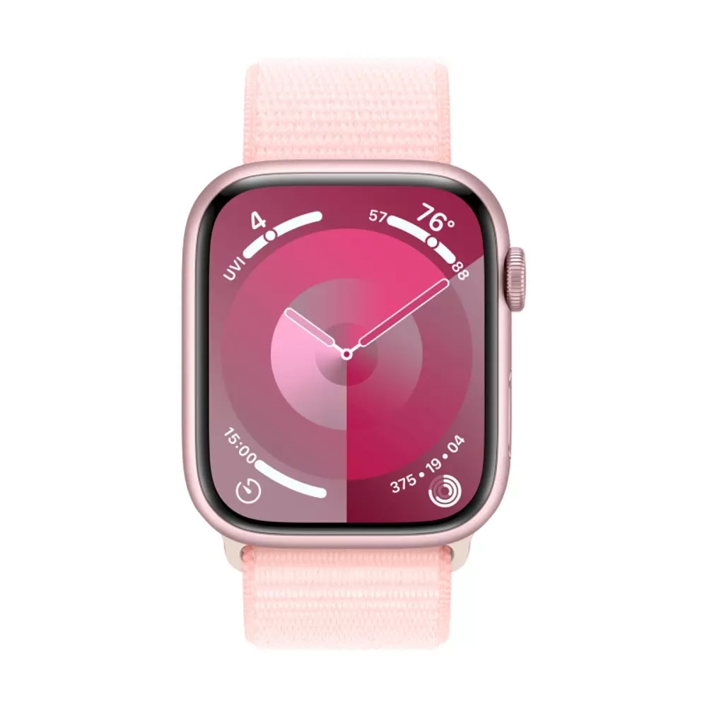 Apple Watch Series 9, 41 мм, корпус из алюминия Light Pink, тканевая спортивная петля Light Pink