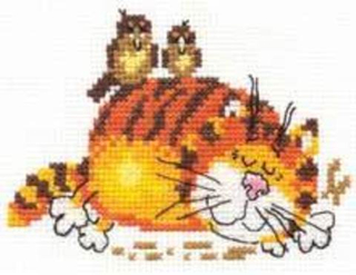 "Ленивый кот"-0-01 вышивка