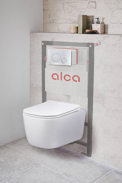 Инсталляция Alcadrain AM101/1120-4:1 RU для унитаза с клавишей смыва M671 хром глянец (AM101/1120-4:1 RU M671-0001)