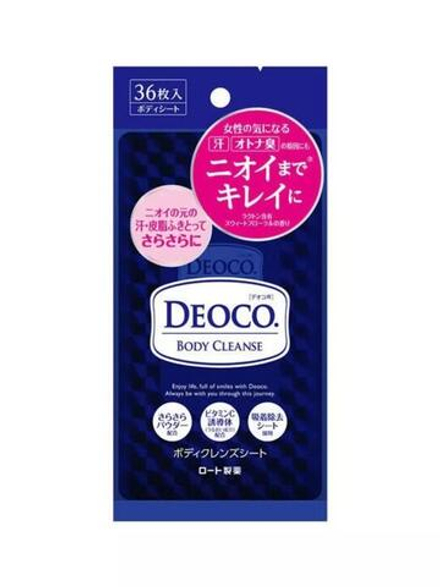 Дезодорант-салфетки Rohto Deoco Body Cleanse Sheets для лица и тела, 36шт.