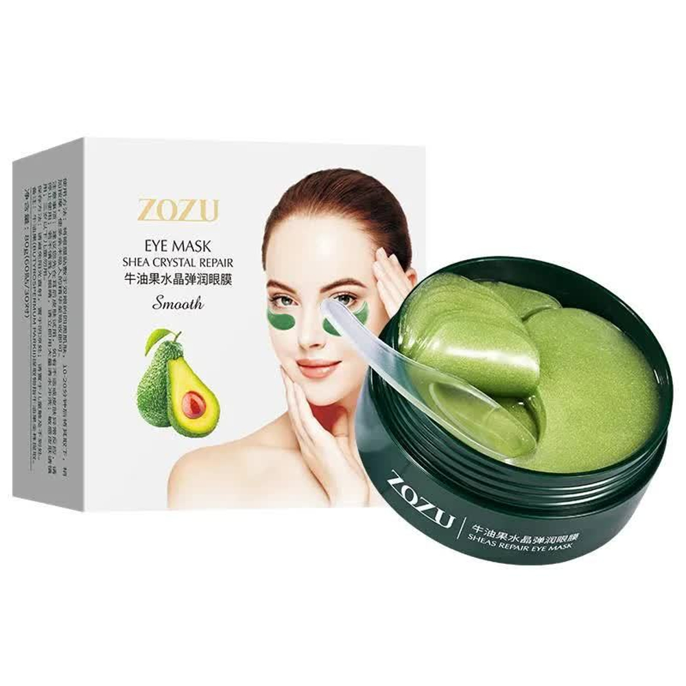 Патчи для глаз Zozu с экстрактом авокадо и маслом ши гидрогелевые Shea Crystal Repair Eye Mask 80 г 60 шт