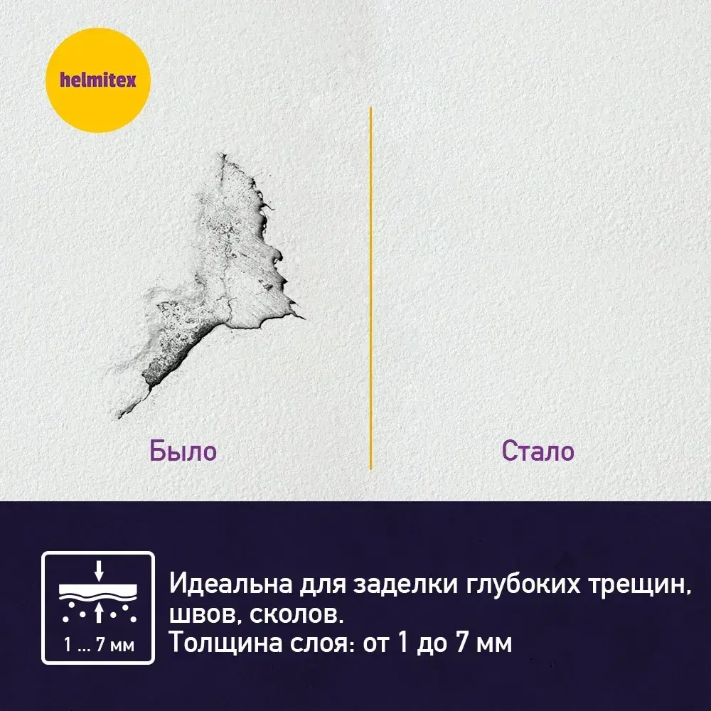 Шпатлевка с полимерными волокнами Helmitex Lowtex для стен, потолков, мебели, работ по дереву, в тубе 250 мл (350 г)