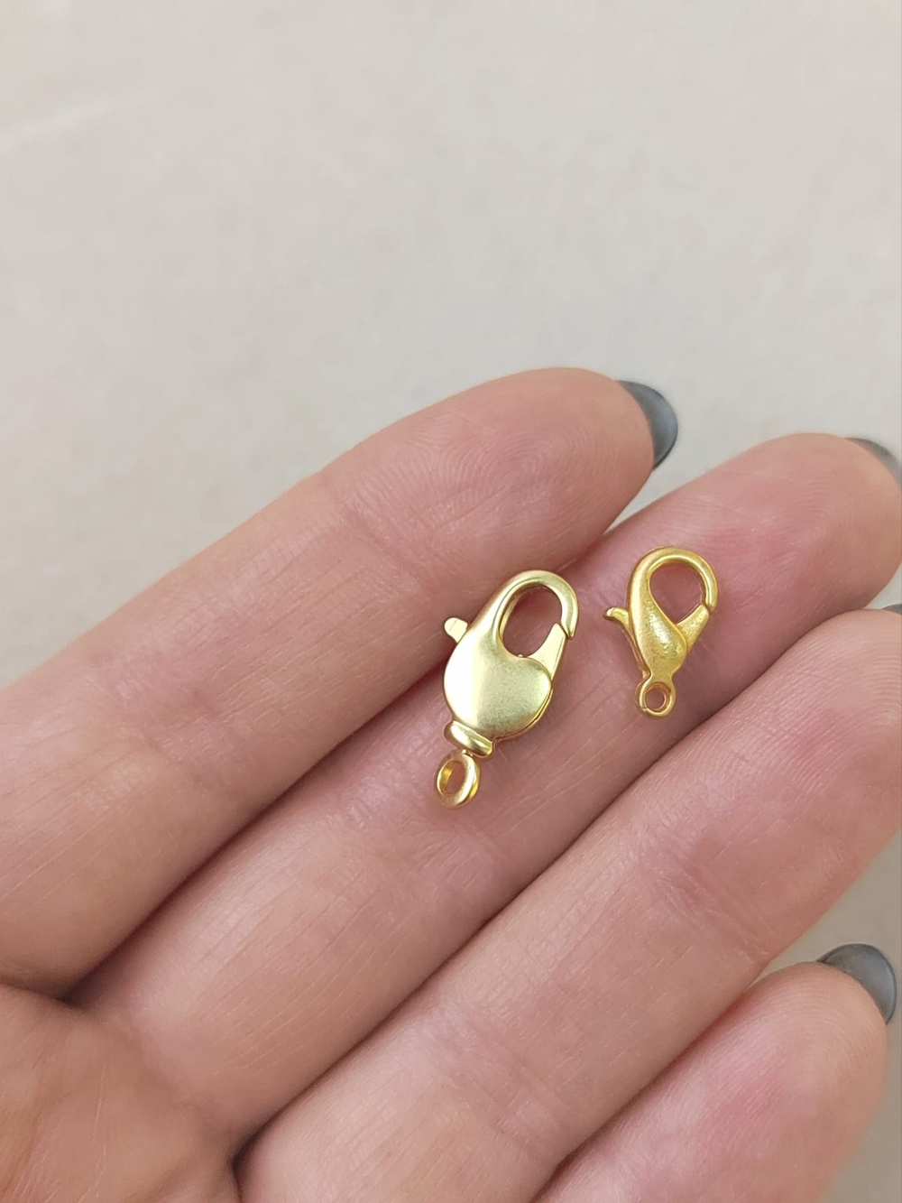 0591-б Карабин, 20*7мм, матовая позолота