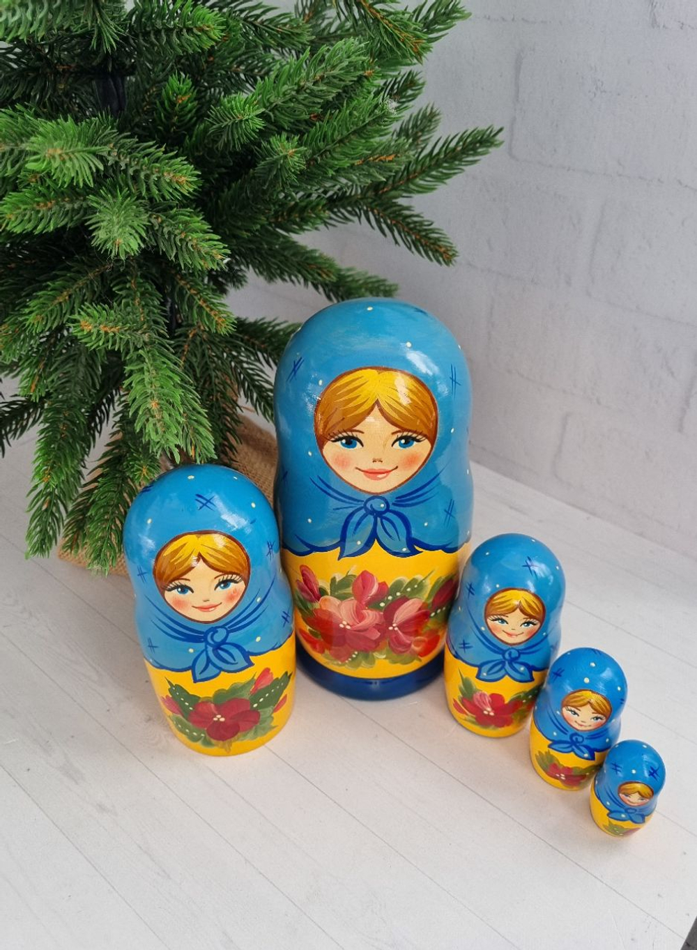 Матрешка 5м 18см цветочная