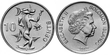 Соломоновы Острова 10 центов, 2012 Морской дух XF