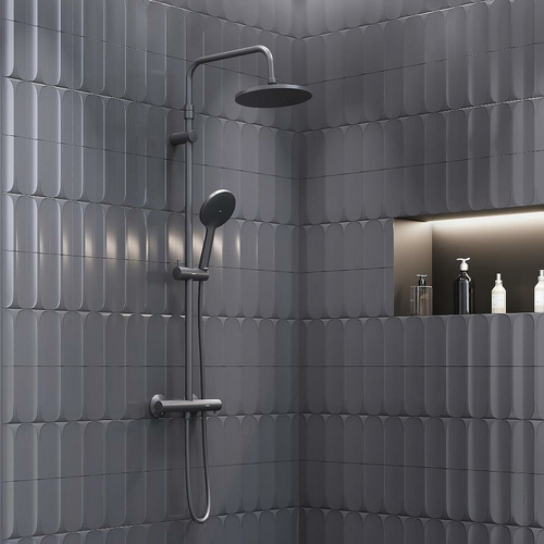 Душевая система Damixa Jupiter 977800300 с термостатом Черная матовая