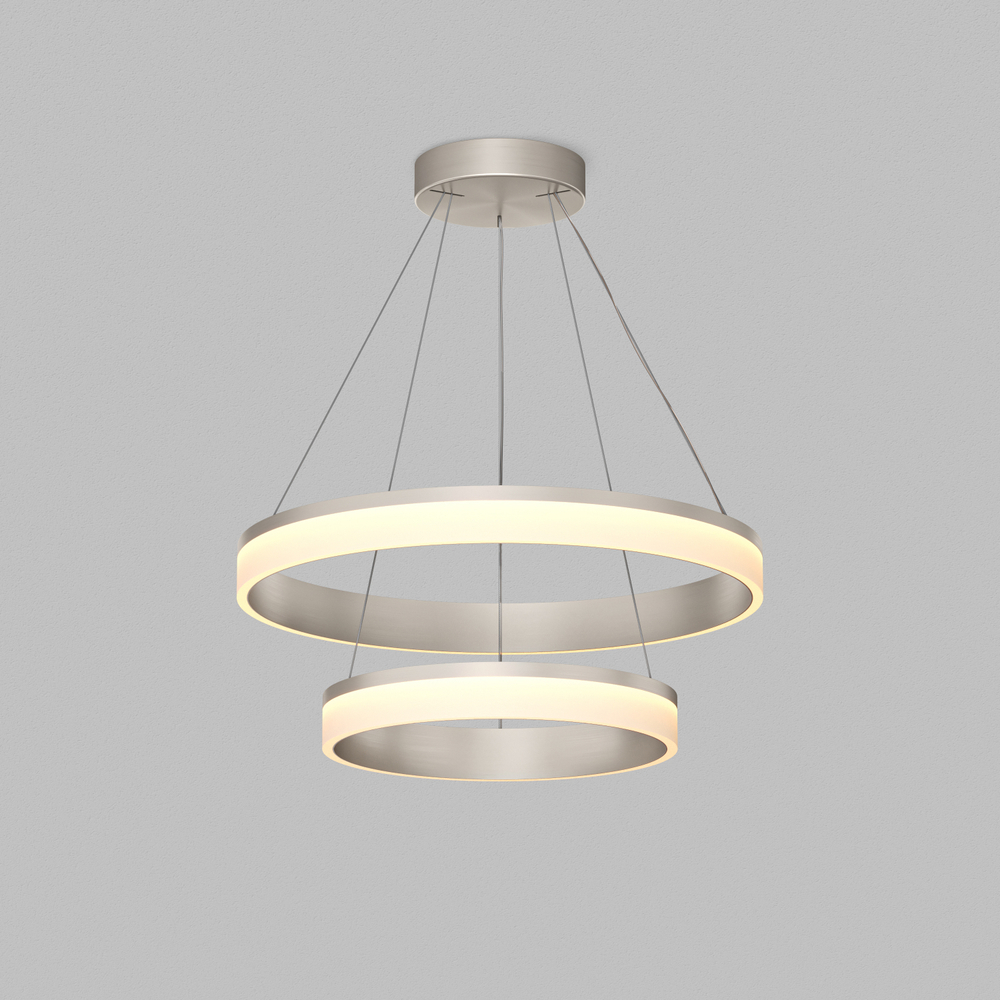 Подвесной светильник RING, ?600+400 мм, LED, 63Вт, 3000К, алюминий+акрил, сатин. никель