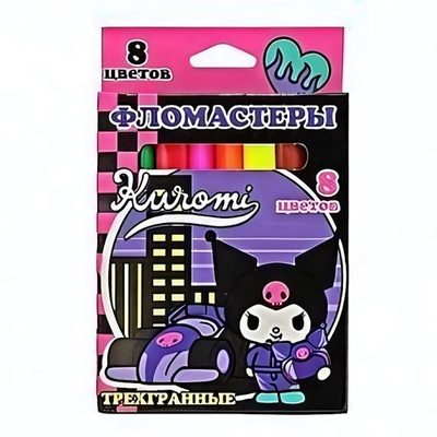 Фломастеры 8цв. "Куроми" треугольные, в карт.упаковке с европодв. (Центрум)