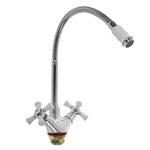 Смеситель для кухни, РМС, гибк излив, с кран-буксой, бел, SL92W-279F