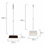 Совок для мусора + щетка-телескоп, рукоятка 63-108 см, с магнитным креплением, бело-серый, DASWERK, 608950