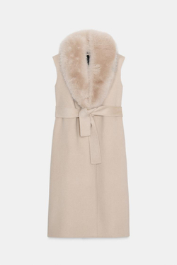 ZARA ЖИЛЕТ С ВОРОТНИКОМ ИЗ ИСКУССТВЕННОГО МЕХА — ZW COLLECTION, ЭКРЮ