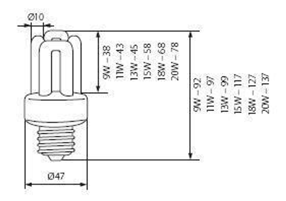 Лампа люминесцентная е27 KANLUX 4U XEU48 11W 2700K