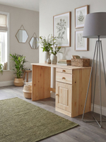 Стол компьютерный, 110х55х74, Вадим, из массива дерева, с ящиком и тумбой, лакированный, Dipriz