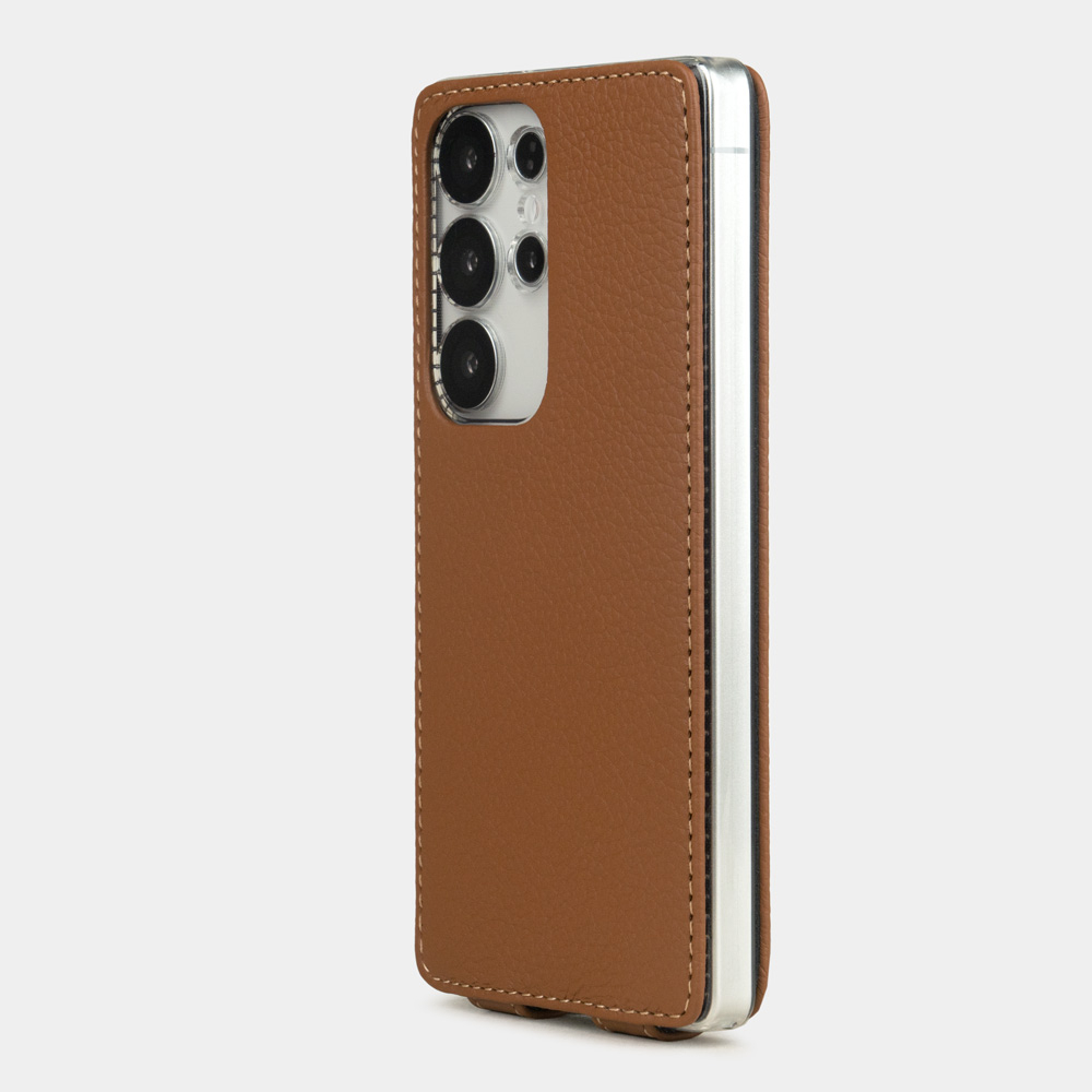 Чехол для Samsung Galaxy S25 Ultra из кожи теленка, цвета карамель