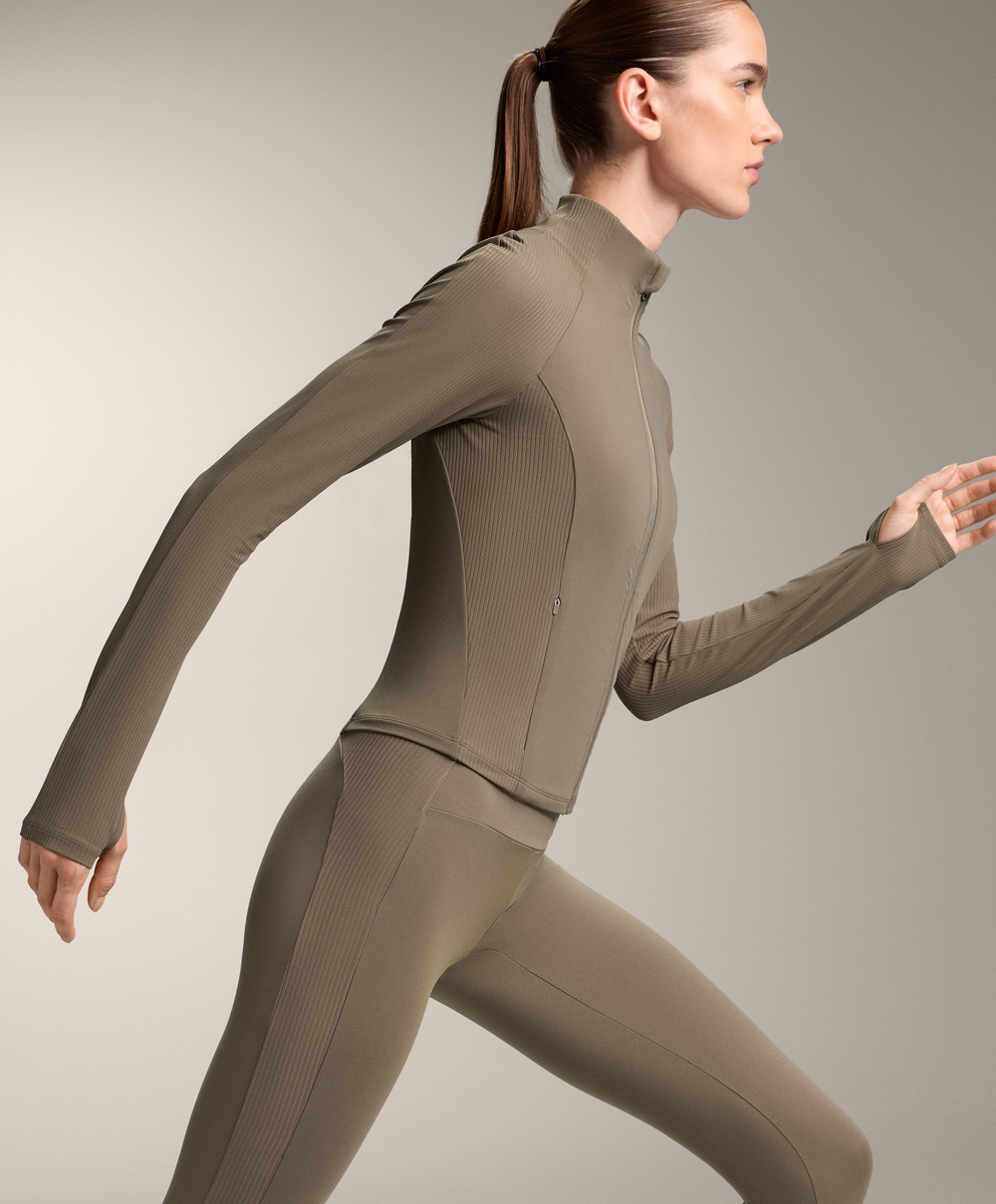 Oysho Высокотехнологичная куртка в рубчик, светлый хаки