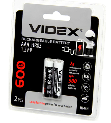 Аккумулятор никкельметалл-гидридный VIDEX AA  600mAh
