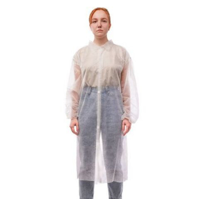 Халат на липучке белый (рукав на резинке), 3XL-4XL/140см, №1/100