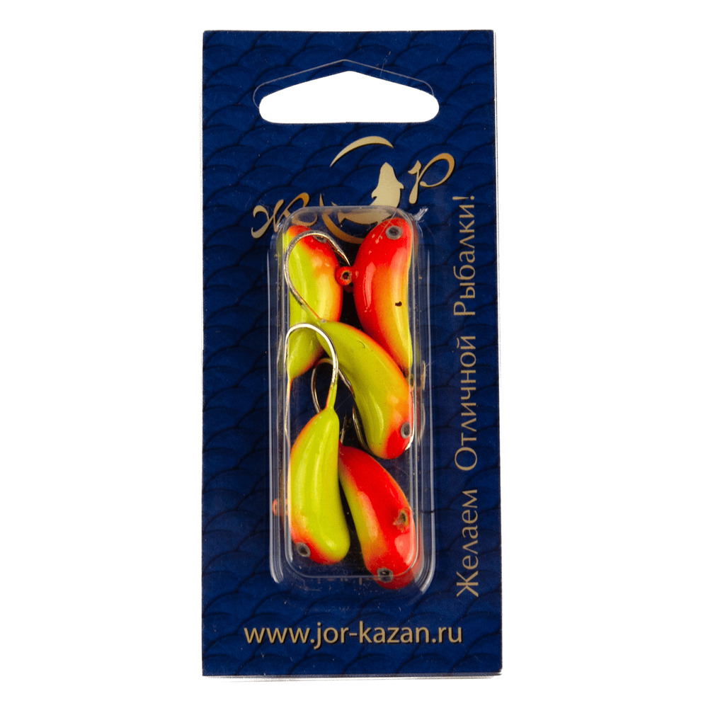 Блесна-мормышка ЖОР "Сомик" цветная флуоресцентная (25мм, 12гр, 5шт/уп)
